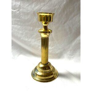 Vintage Brass Candlestick Holder 10.5”Fluted Column Base Taper Candle Decor Read